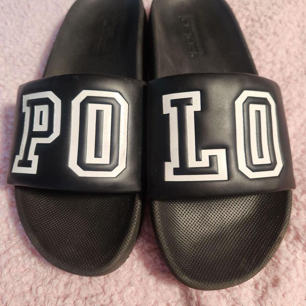 Polo Ralph Lauren Men's Black and White Slides
